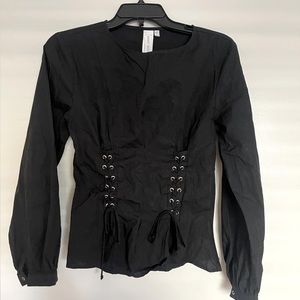 BALCK CORSET Style Long Sleeve Top